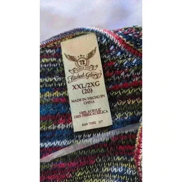 Faded Glory Women's Elbow Sleeve Double V Sweater Size XXL (20) Navy Combo NWOT - Picture 5 of 8